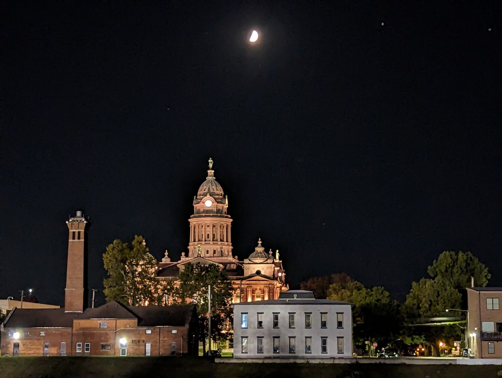 Moon over the Miami County courthouse