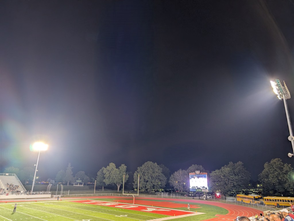 High school football view from inside the stadium